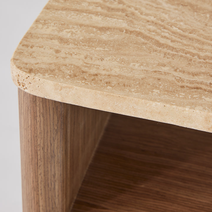 Oscar Travertine Look Bedside Table - Madras Link