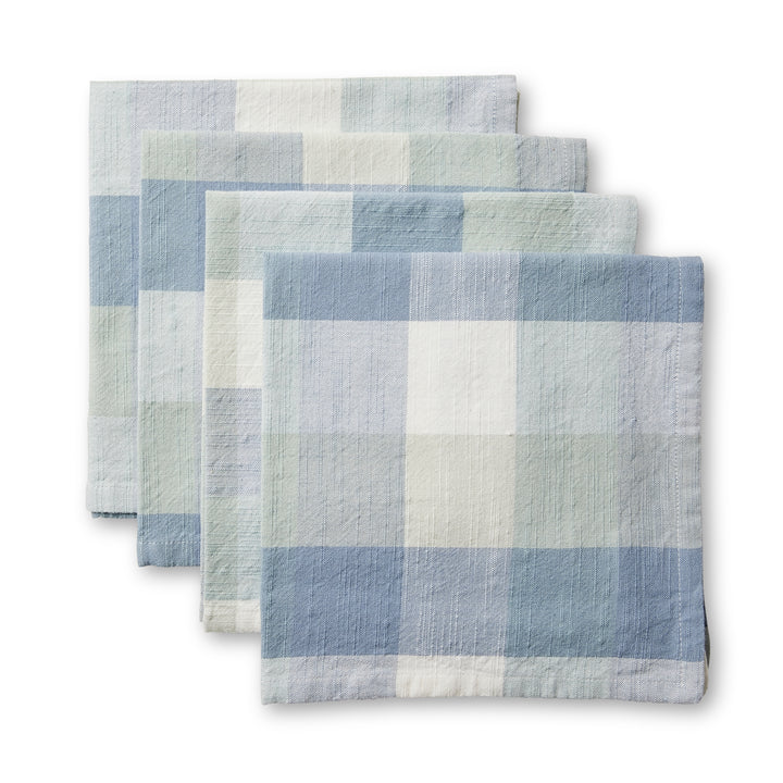 Isaac Blue/Seafoam Check Napkin Set of 4 - Madras Link