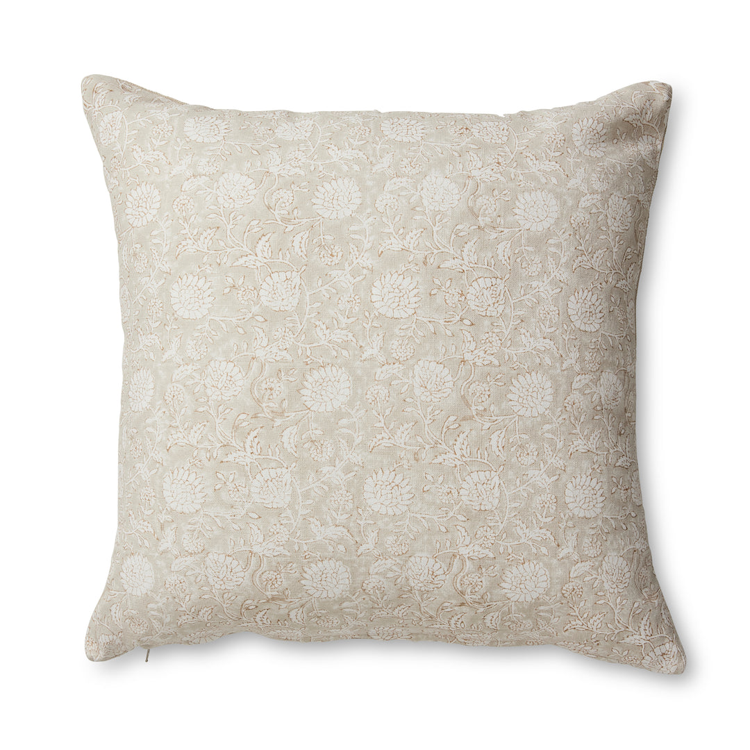 Delilah Neutral Floral Block Print Cushion