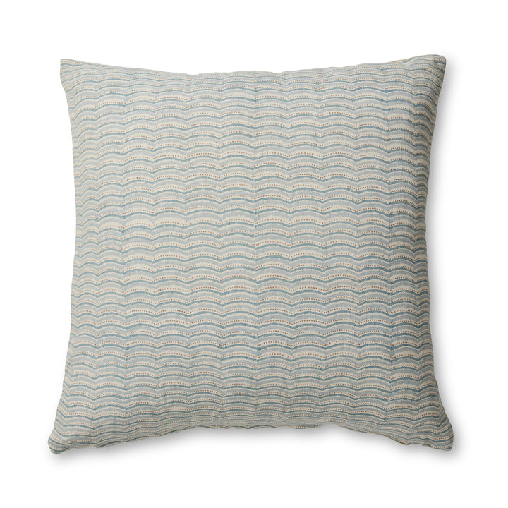 Neera Blue Scallop Block Print Cushion - Madras Link