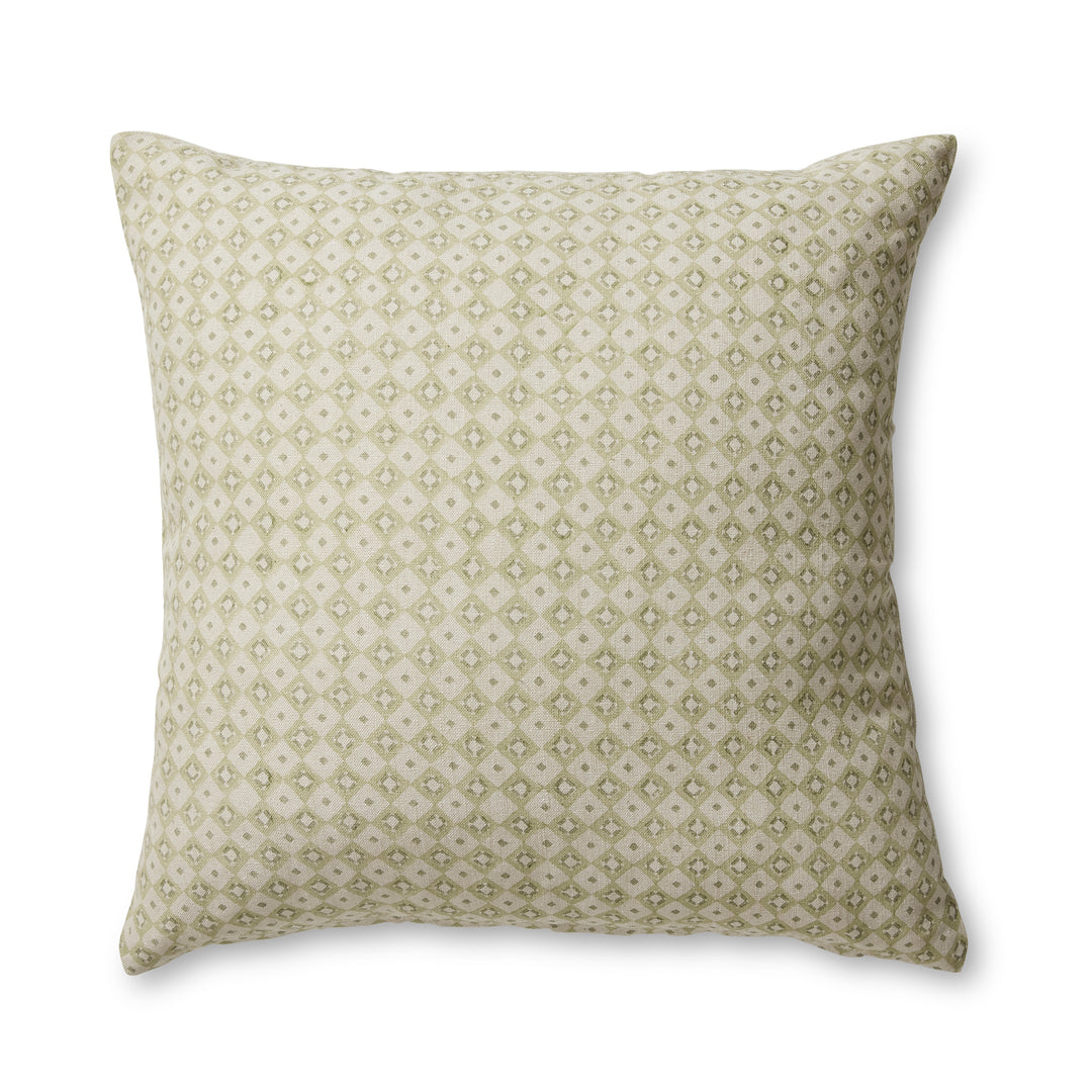 Samira Green Diamond Block Print Cushion - Madras Link