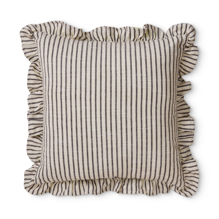 Ruffles Black/Natural Stripe Cushion - Madras Link