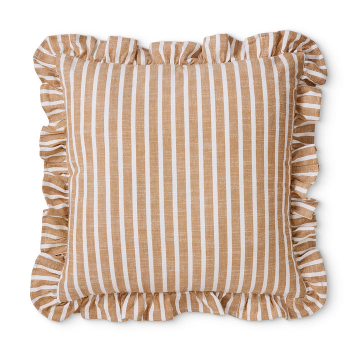 Ruffles Cinnamon Stripe Cushion - Madras Link