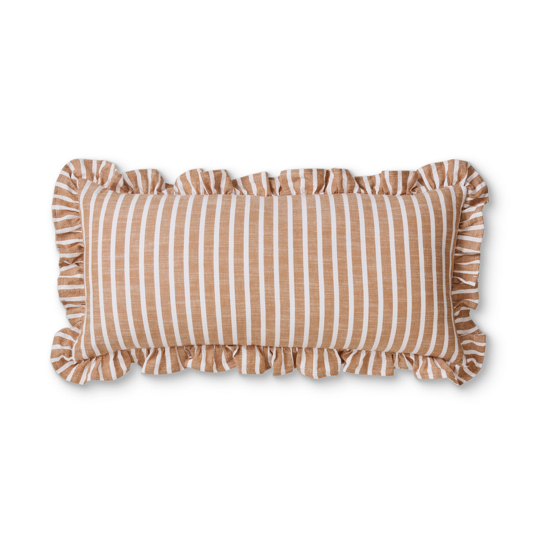 Ruffles Cinnamon Stripe Lumbar Cushion - Madras Link