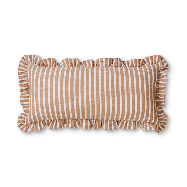 Ruffles Cinnamon Stripe Lumbar Cushion - Madras Link