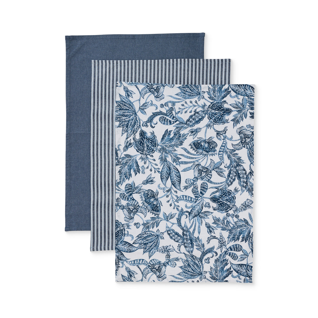 Samara Dark Blue Teatowel Pack of 3