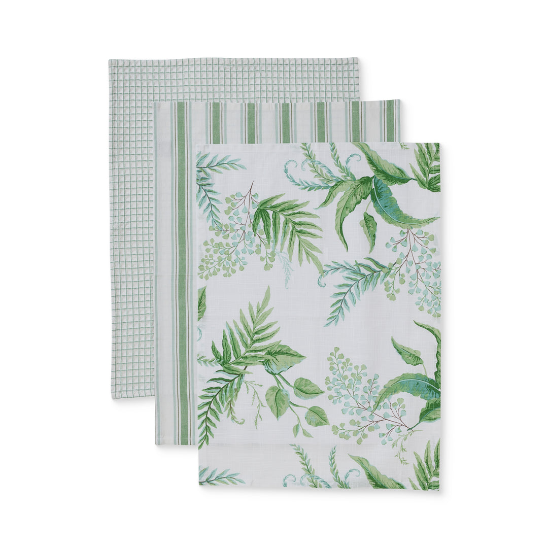 Fern Green/Blue Teatowel Pack of 3 - Madras Link