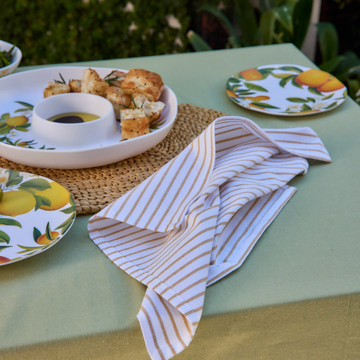 Small Stripe Toffee Napkin Set 4