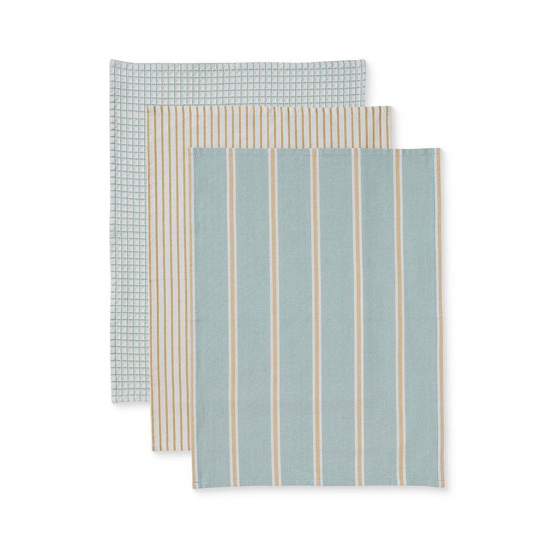 Woven Blue/Toffee Teatowel Pack 3 - Madras Link