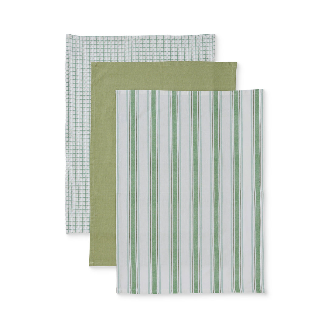 Woven blue/Green Teatowel Pack 3