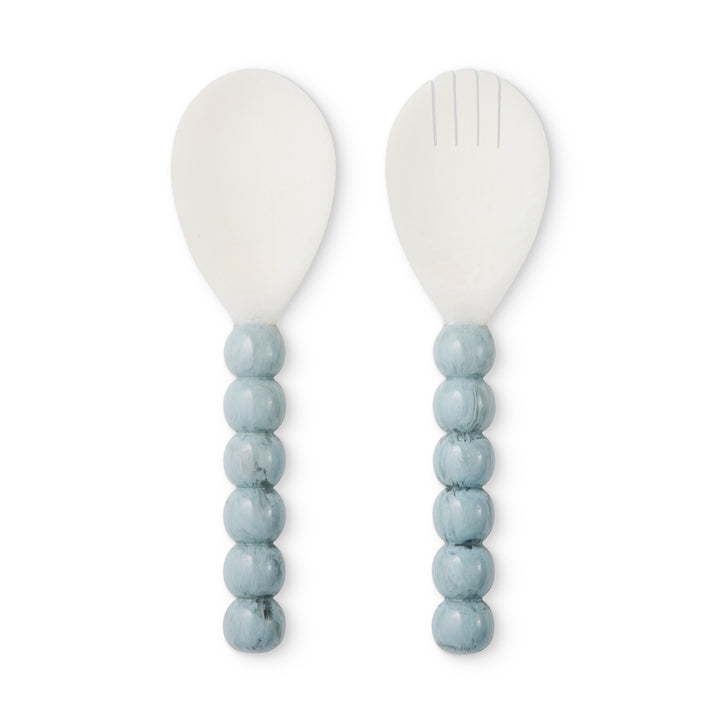 Bobble Blue/White Resin Salad Server Set