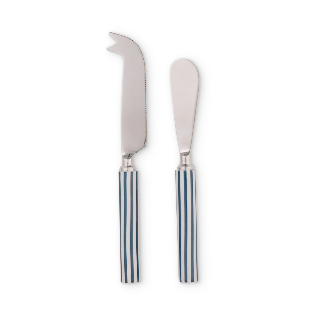 Clyde Stripe Blue/White Cheese Knife Set