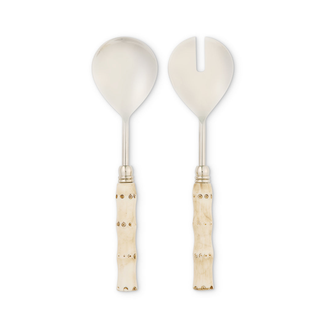 Bahama Bamboo Cream Salad Server Set - Madras Link
