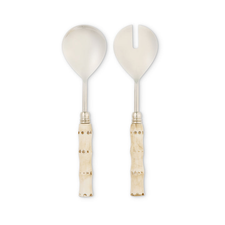 Bahama Bamboo Cream Salad Server Set - Madras Link