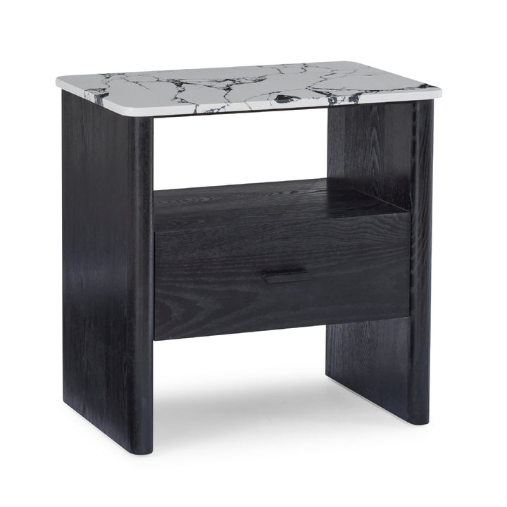 Oscar B&W Black Bedside Table