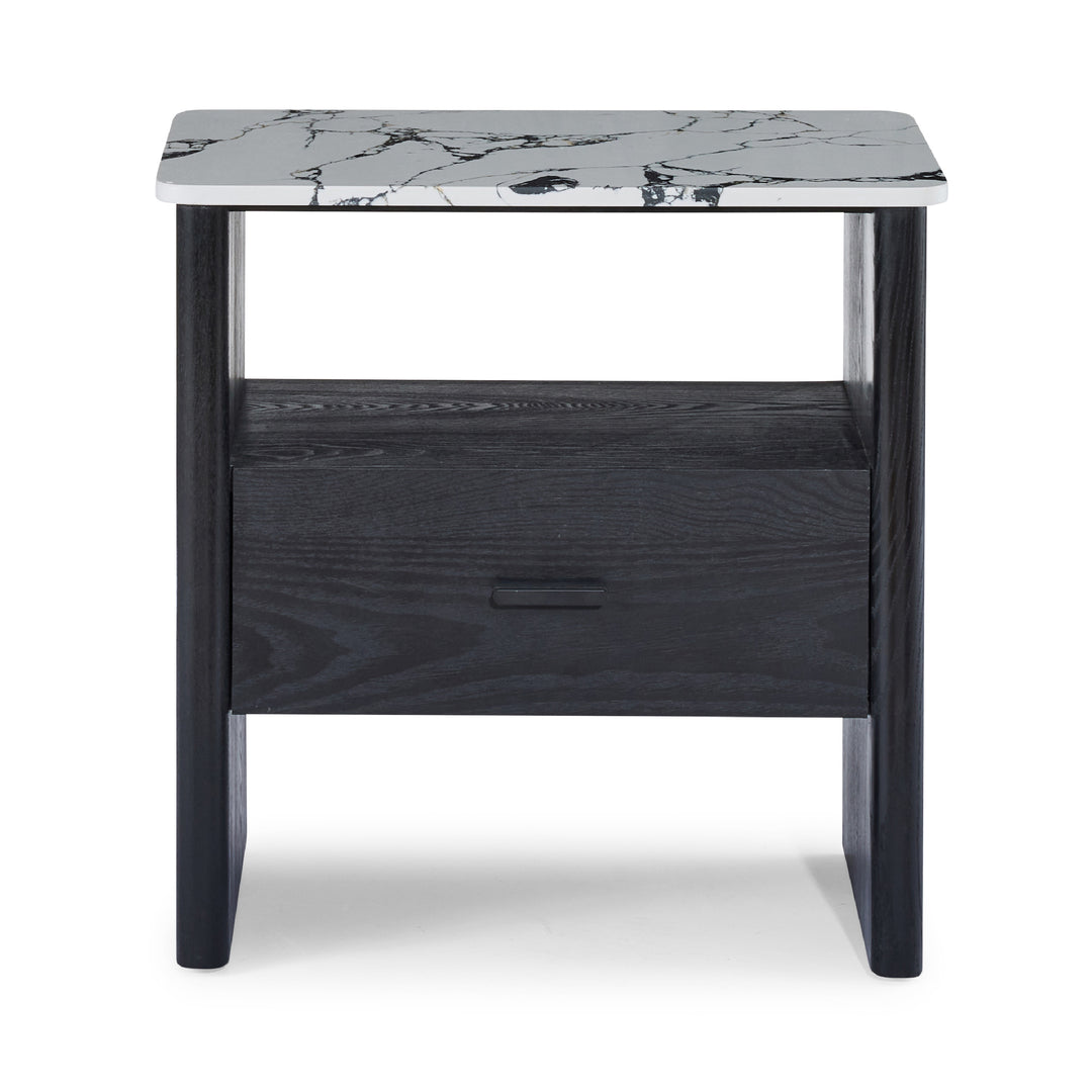 Oscar B&W Black Bedside Table