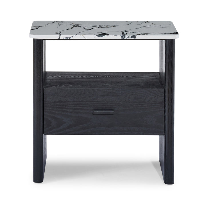 Oscar B&W Black Bedside Table