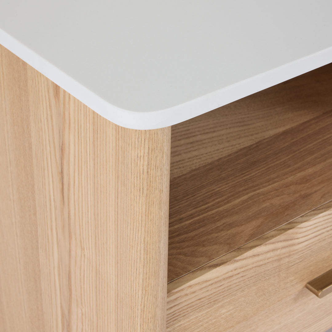 Oscar White/Oak Bedside Table