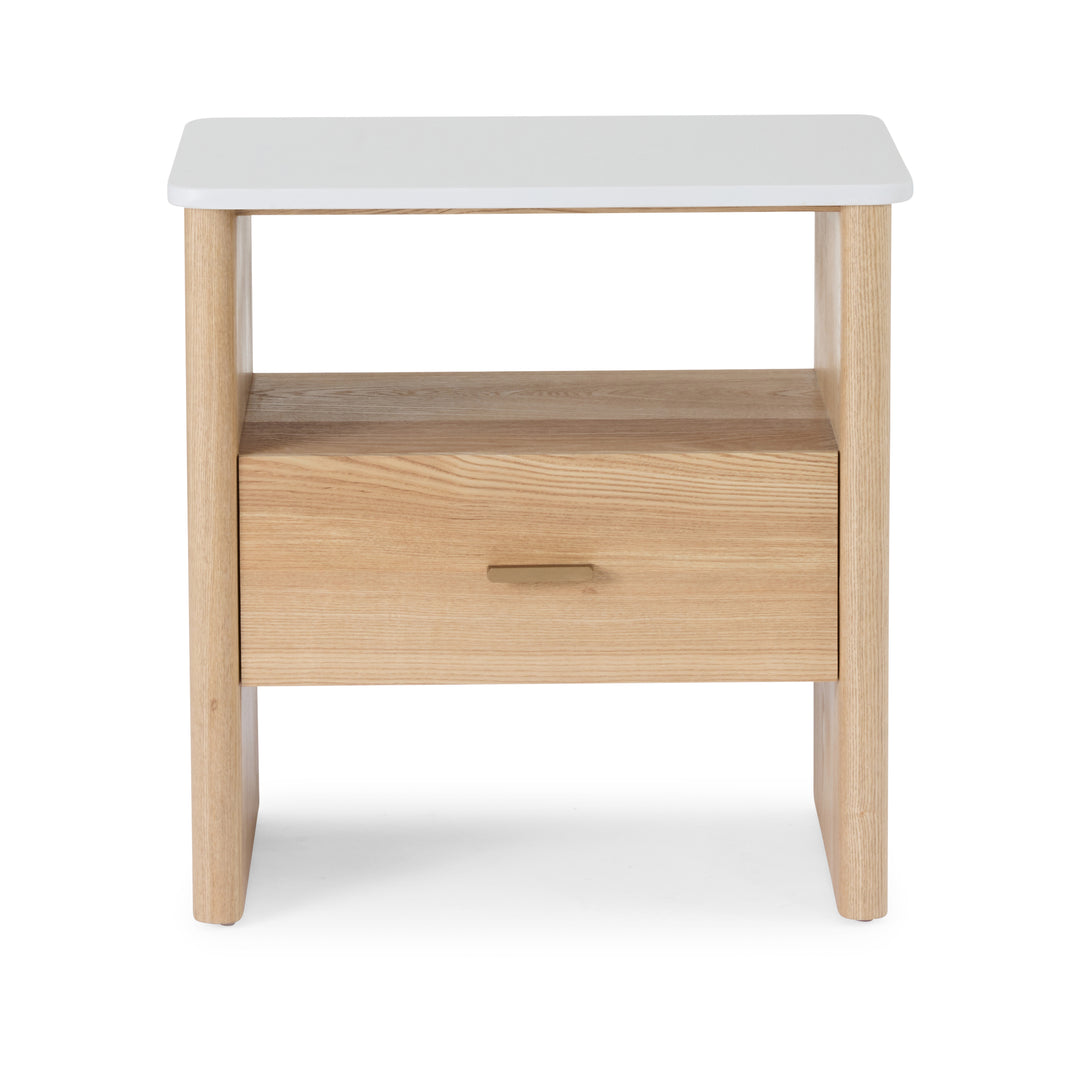 Oscar White/Oak Bedside Table