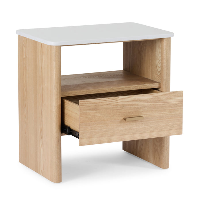 Oscar White/Oak Bedside Table