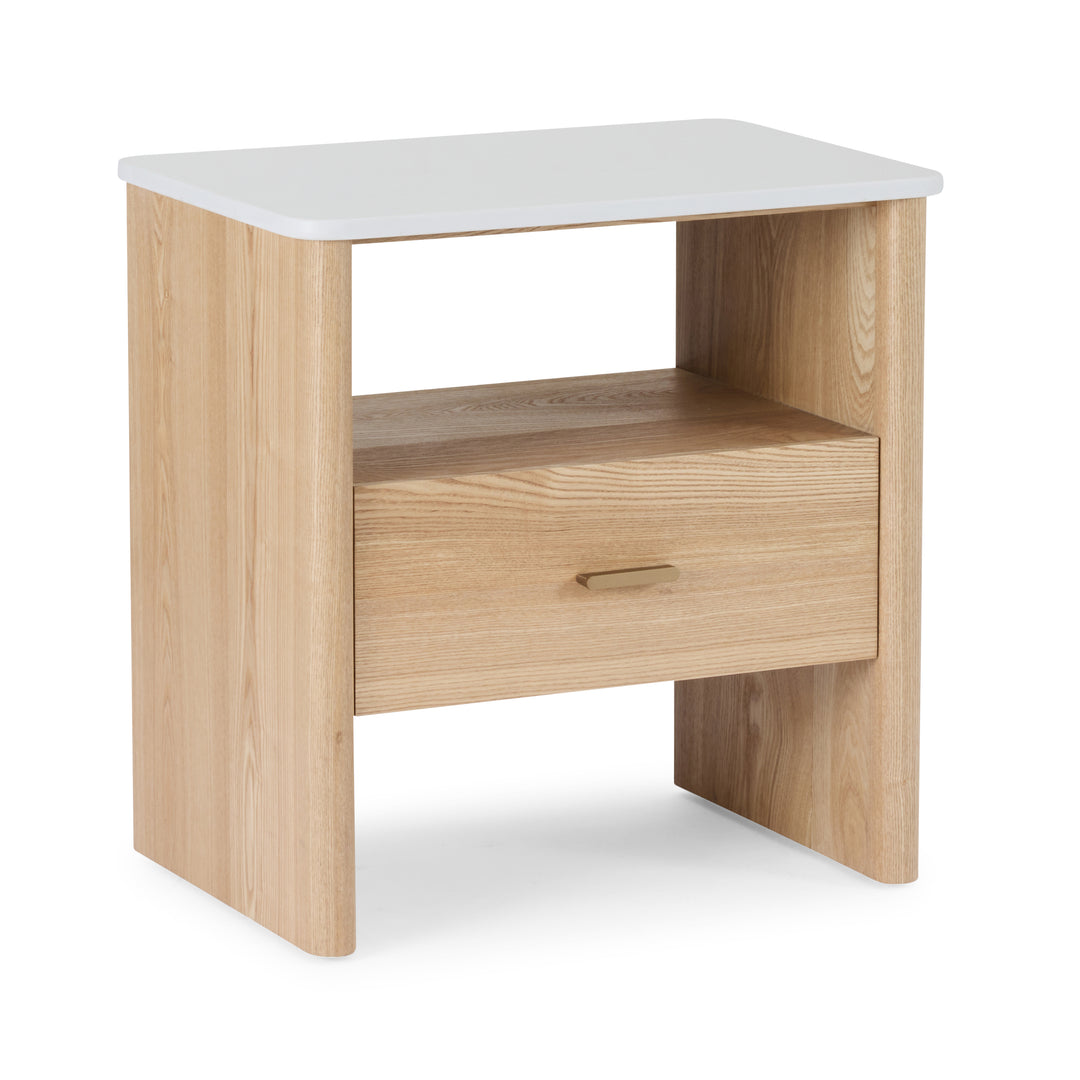 Oscar White/Oak Bedside Table