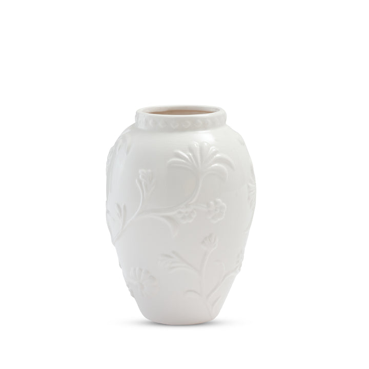 Lille White Embossed Vase Small