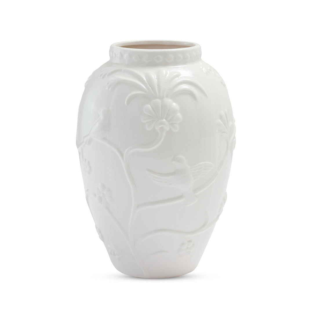 Lille White Embossed Vase Large