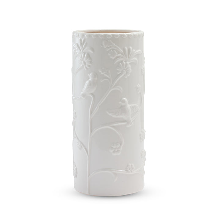 Lille White Embossed Umbrella Stand