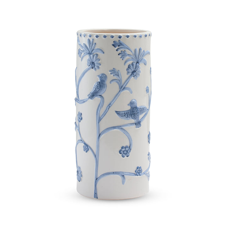 Lille White/Blue Embossed Umbrella Stand