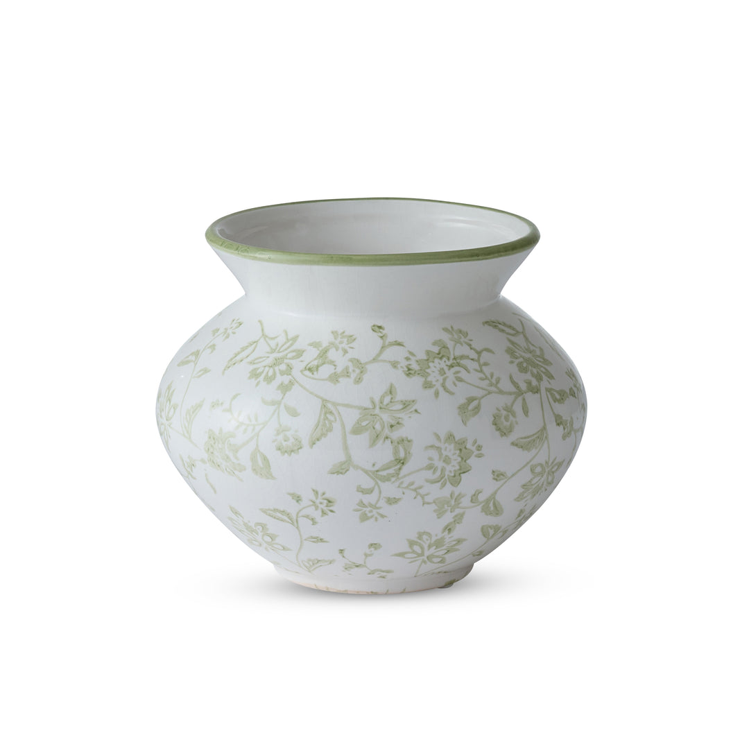 Arles Green Stamped Vase Small