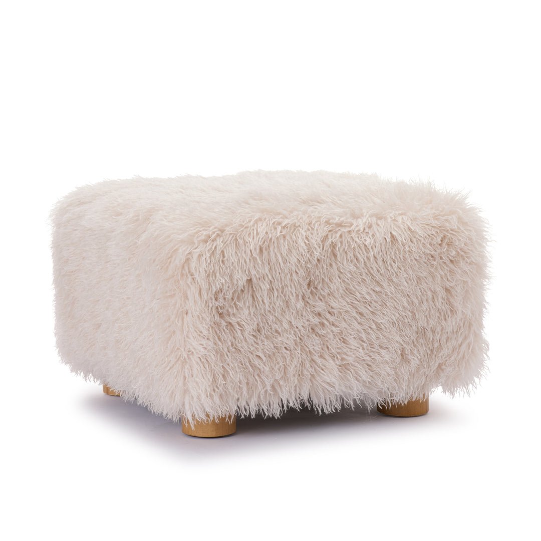 Kristoff Ivory Faux Fur Ottoman