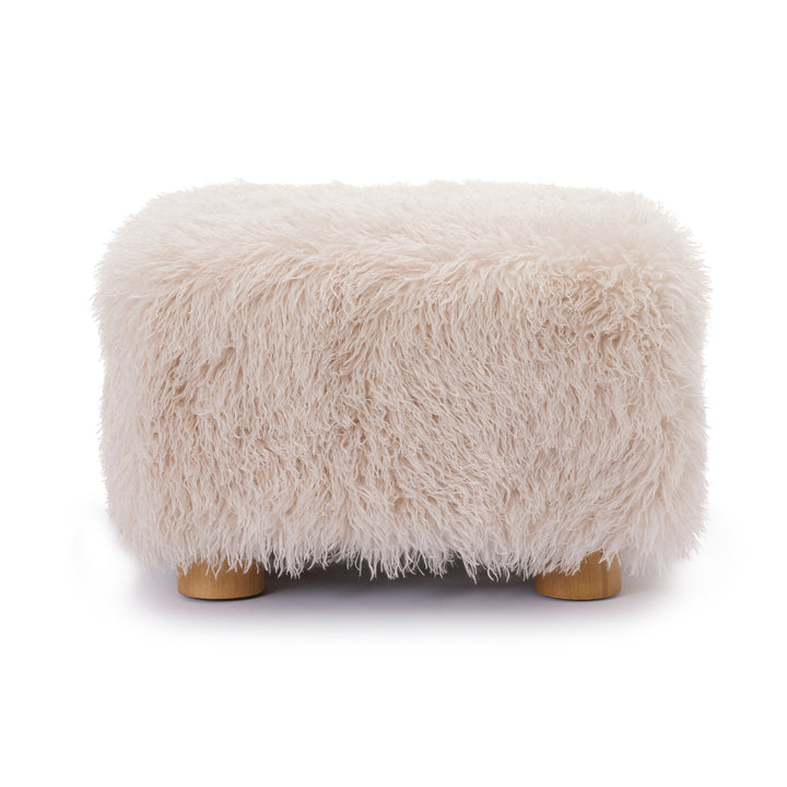 Kristoff Ivory Faux Fur Ottoman