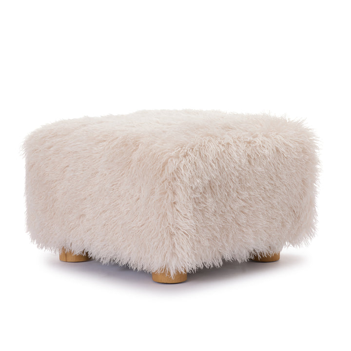 Kristoff Ivory Faux Fur Ottoman