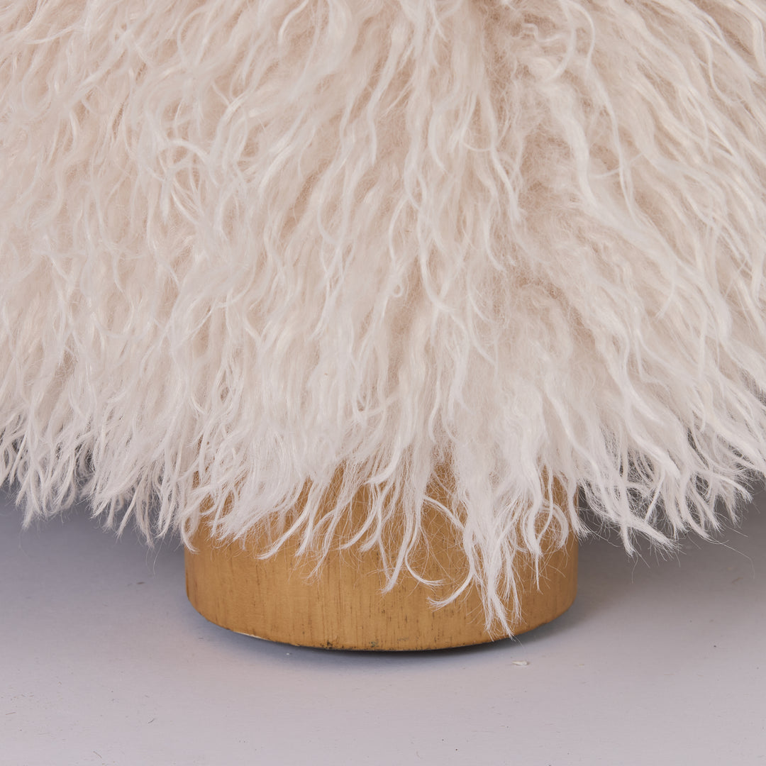 Kristoff Ivory Faux Fur Ottoman