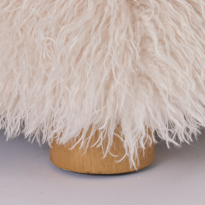 Kristoff Ivory Faux Fur Ottoman