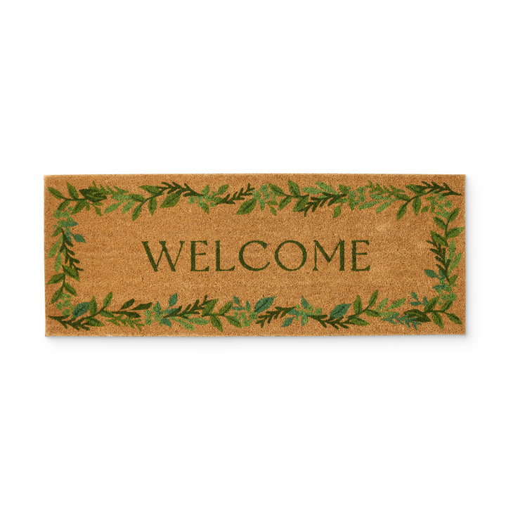 Welcome Leaf Border French Doormat