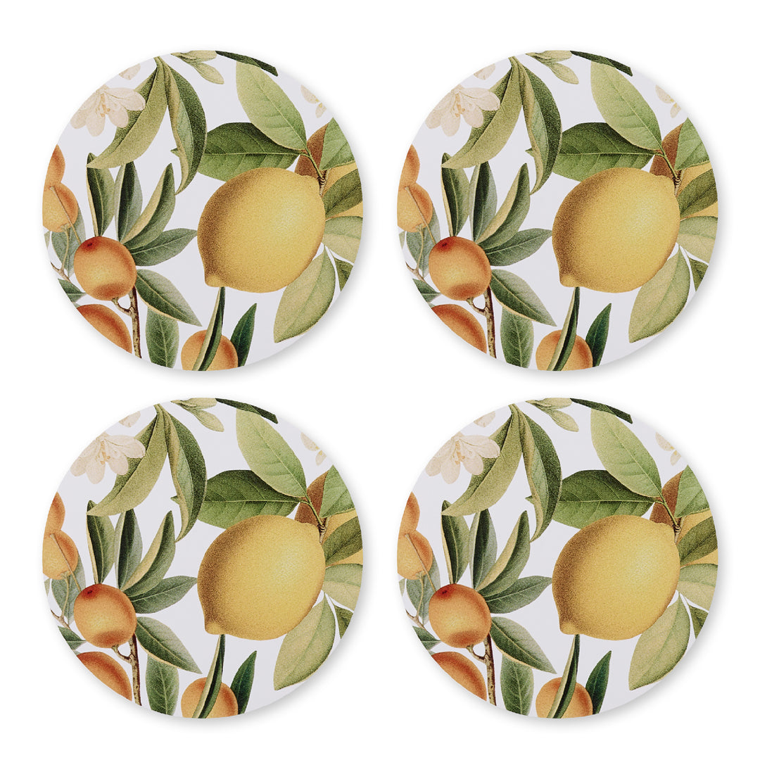 Citrus Grove Round Hard Coaster Set of 4