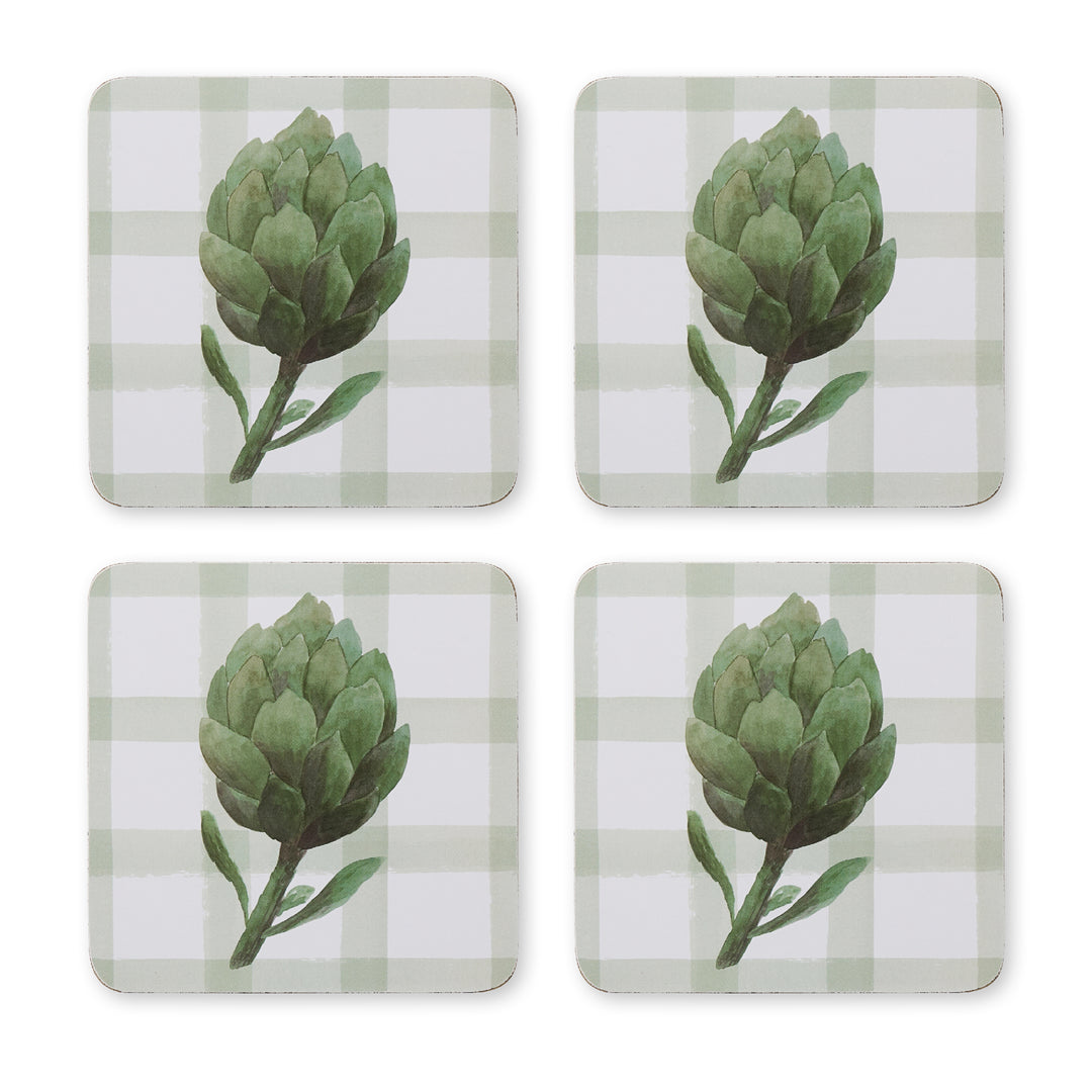 Artichoke Square Hard Coaster Set of 4