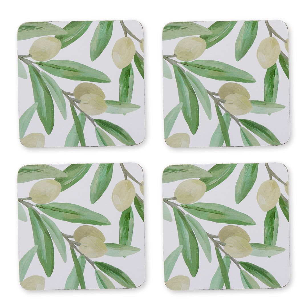 Sicilian Olive Square Hard Coaster Set of 4