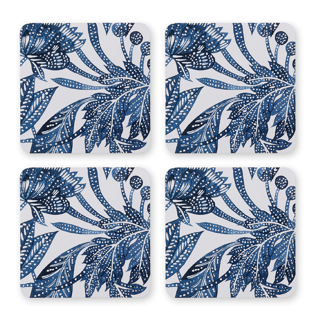 Samara Dark Blue Square Hard Coaster Set of 4