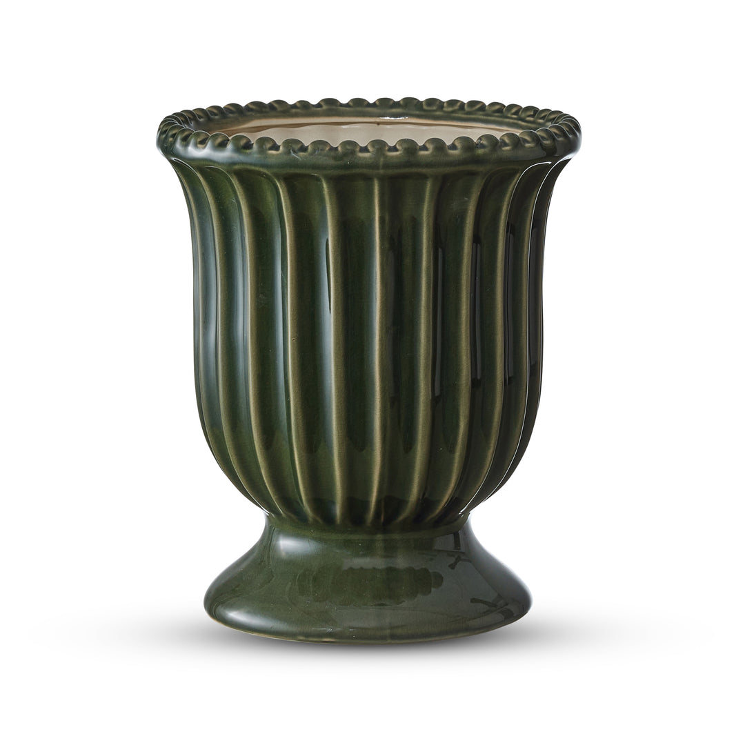 Cassie Dark Green Pedestal Vase - Madras Link