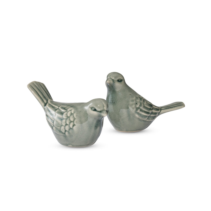 Sparrow Ceramic Bird Sage Green Set of 2