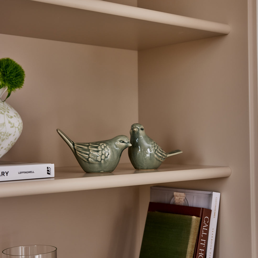 Sparrow Ceramic Bird Sage Green Set of 2