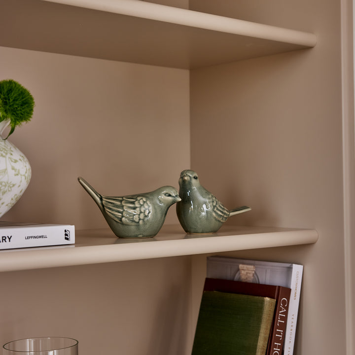 Sparrow Ceramic Bird Sage Green Set of 2