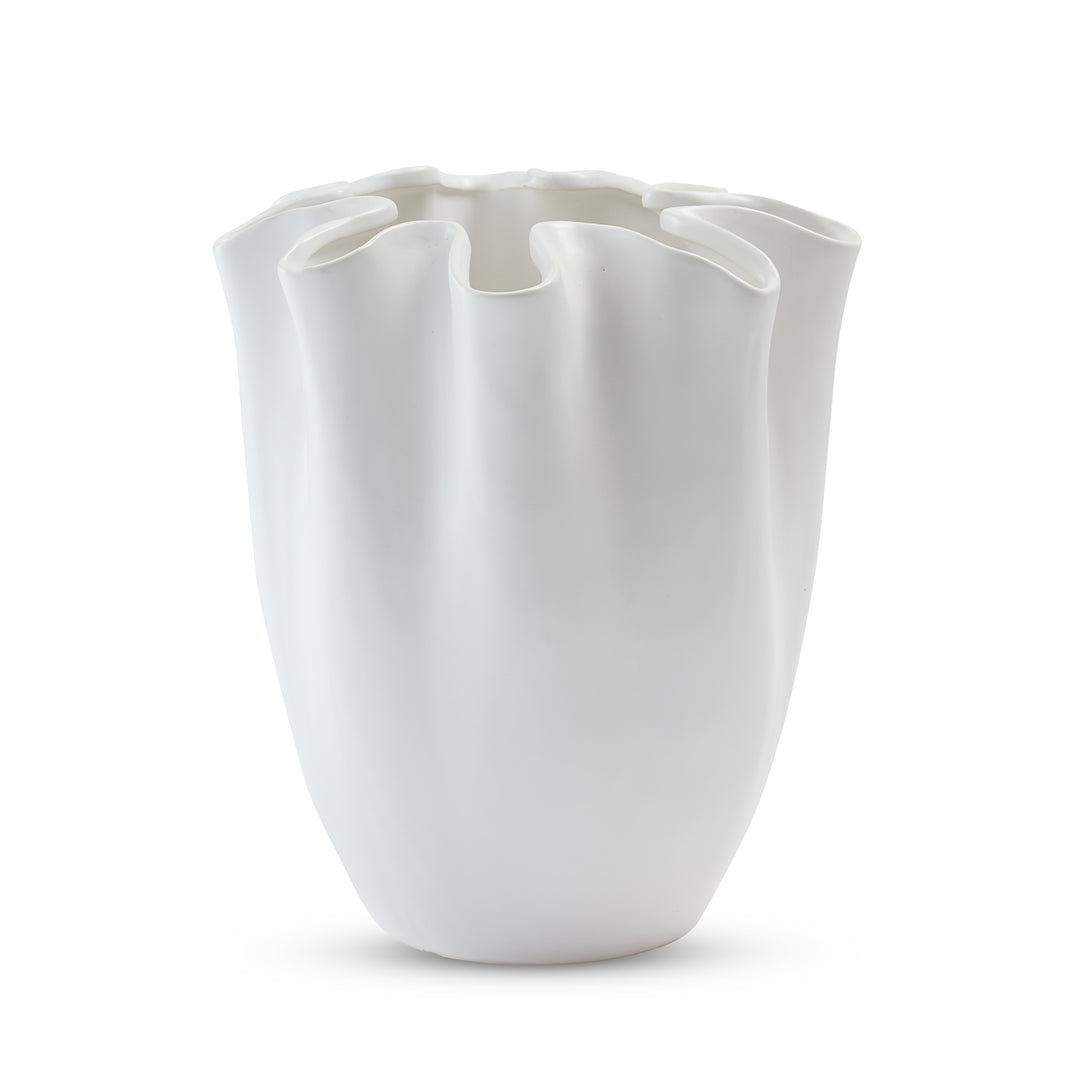 Chloe Matte White Ripple Vase