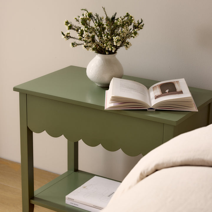 Lucille Sage Scallop Bedside Table