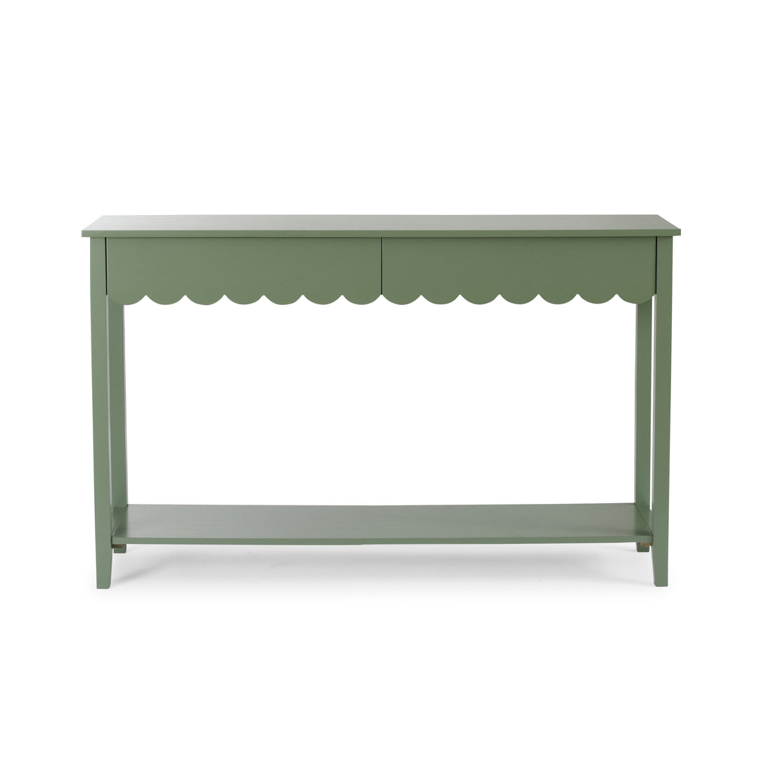 Lucille Sage Scallop Console Table