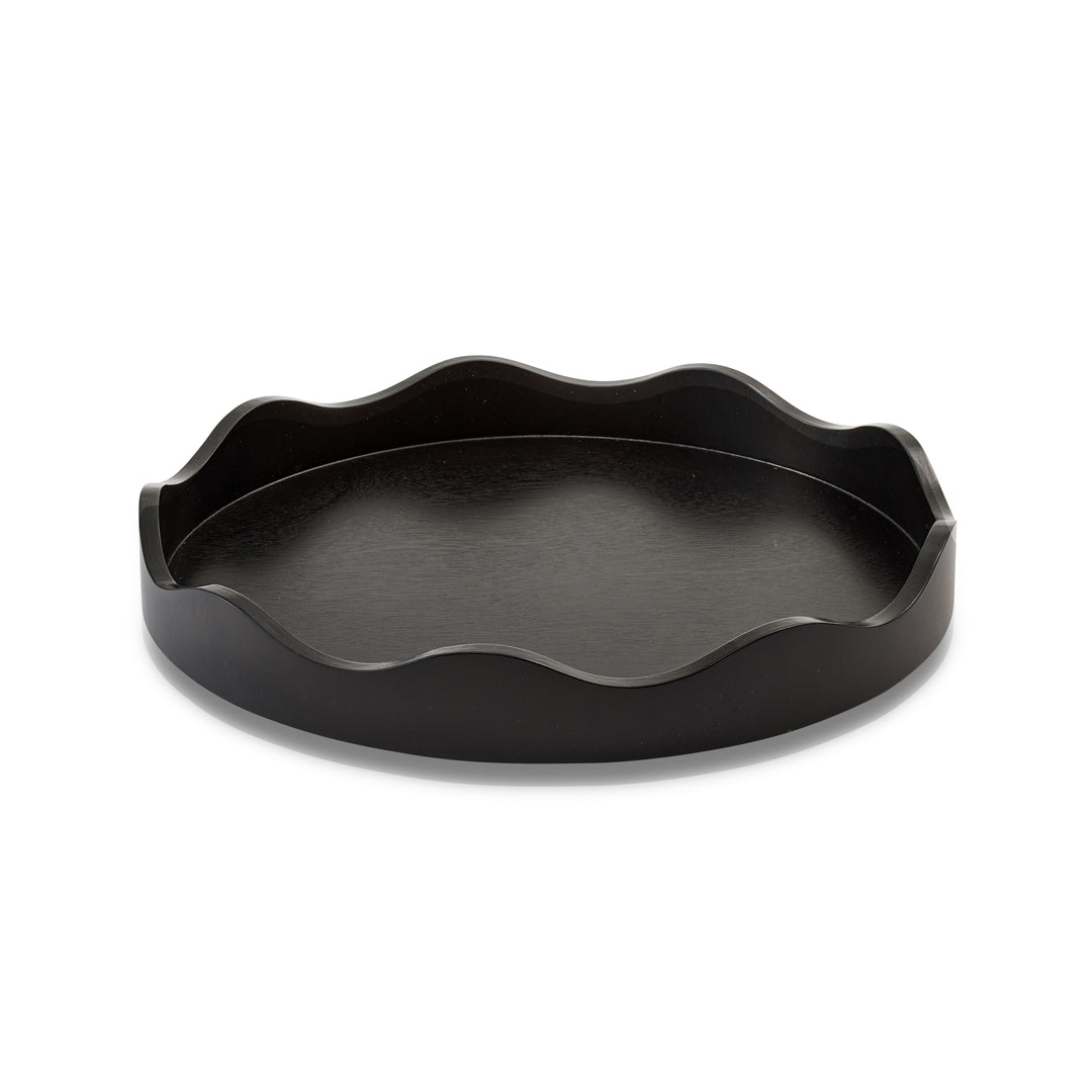 Carey Black Round Wavy Tray