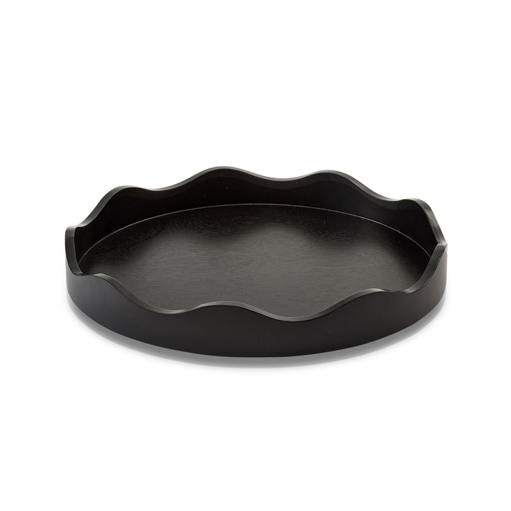 Carey Black Round Wavy Tray
