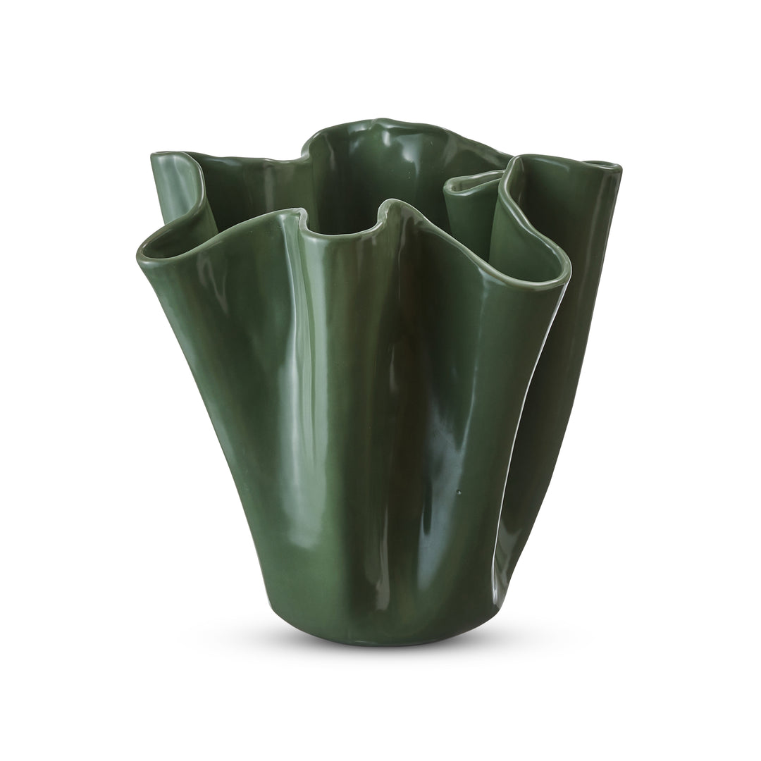 Rippled Green Vase
